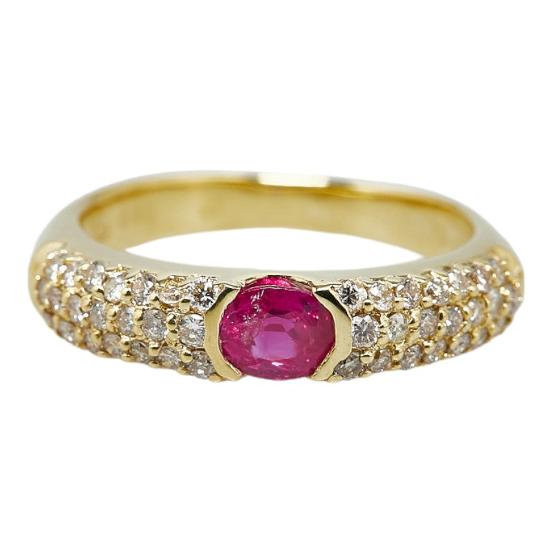 LuxUness 18k Gold Diamond Ruby Ring Metal Ring in Excellent condition
