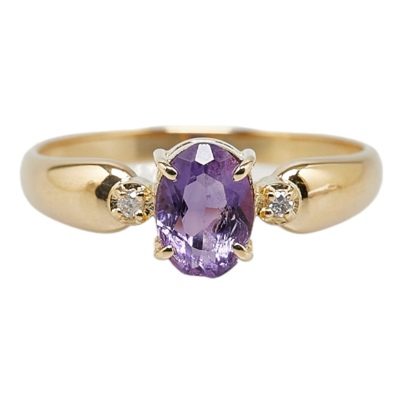 LuxUness 18k Gold Diamond Amethyst Ring  Metal Ring in Excellent condition