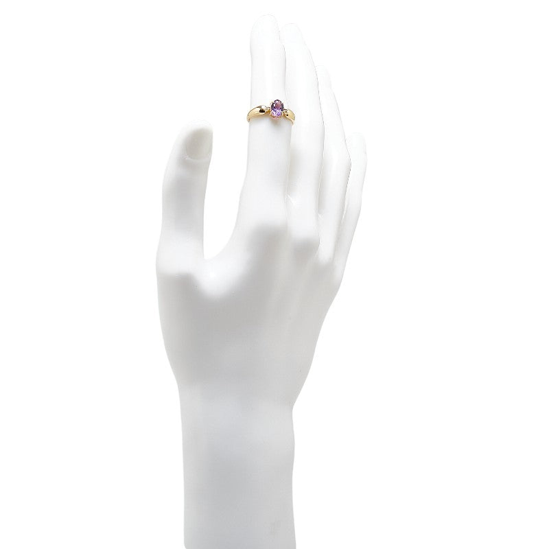 K18YG Yellow Gold Amethyst Diamond Ring in Great Condition