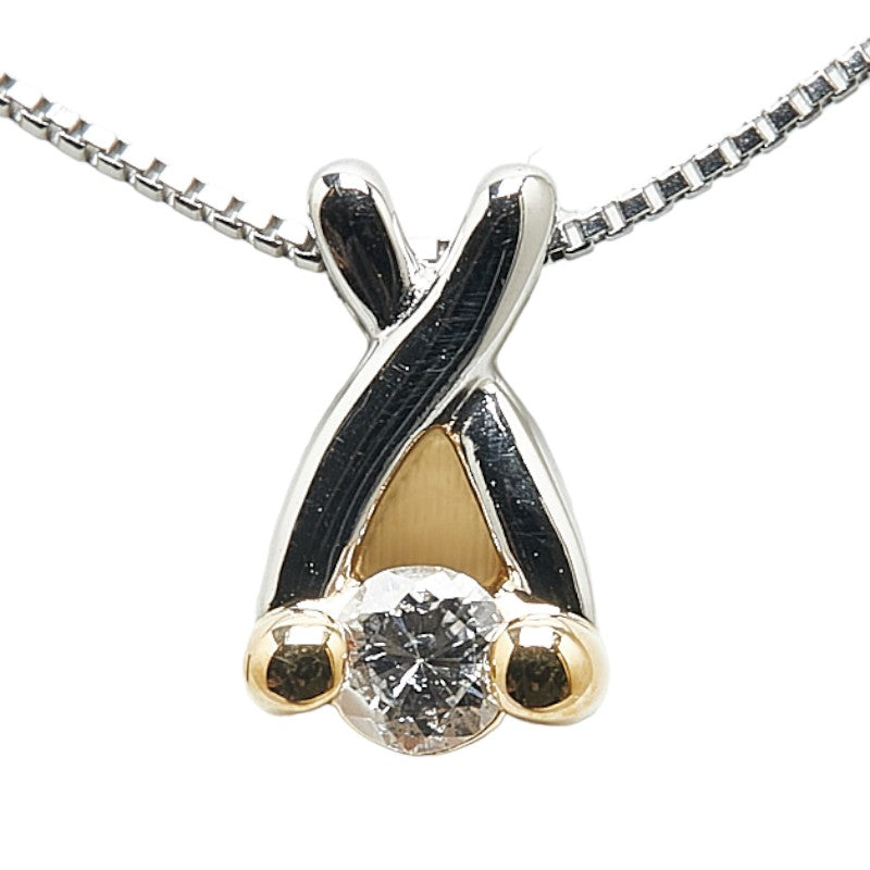 LuxUness Platinum & 18k Gold Diamond Necklace  Metal Necklace in Excellent condition