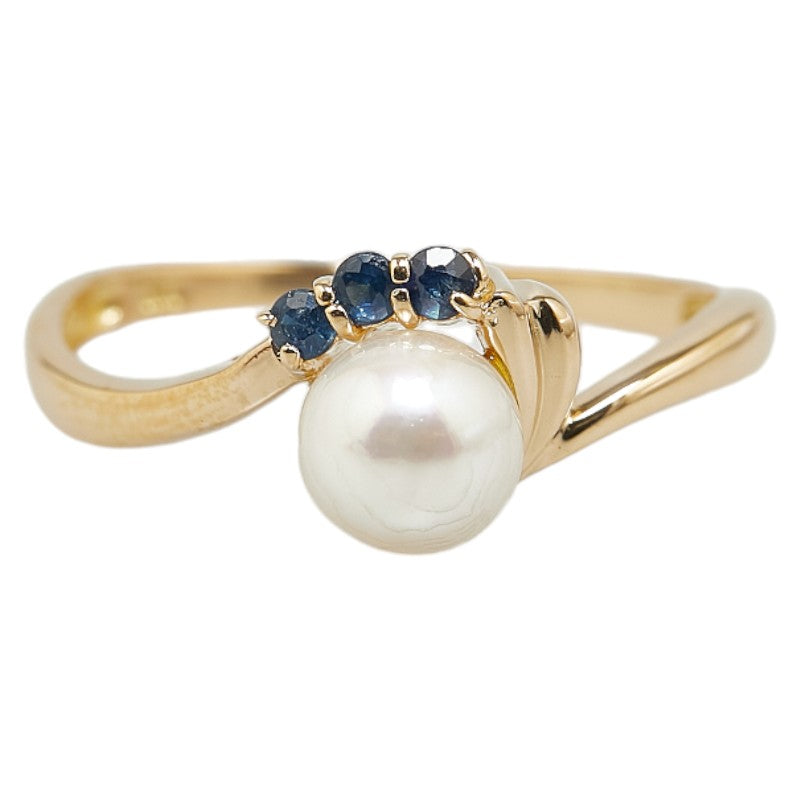 LuxUness 18k Gold Sapphire Pearl Ring Metal Ring in Excellent condition