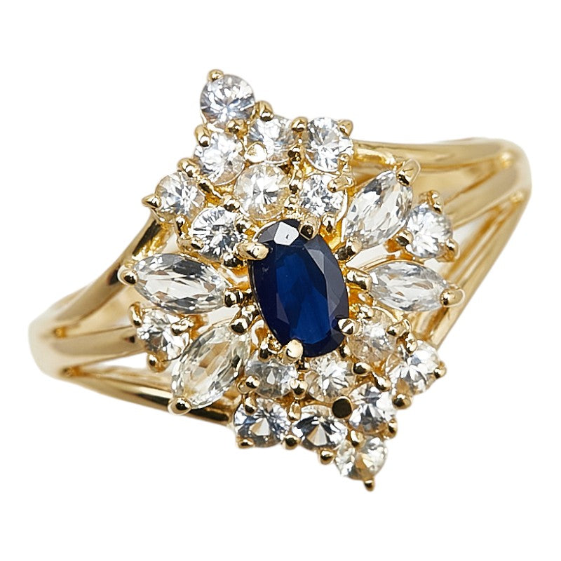 LuxUness 18k Gold Sapphire Ring Metal Ring in Excellent condition