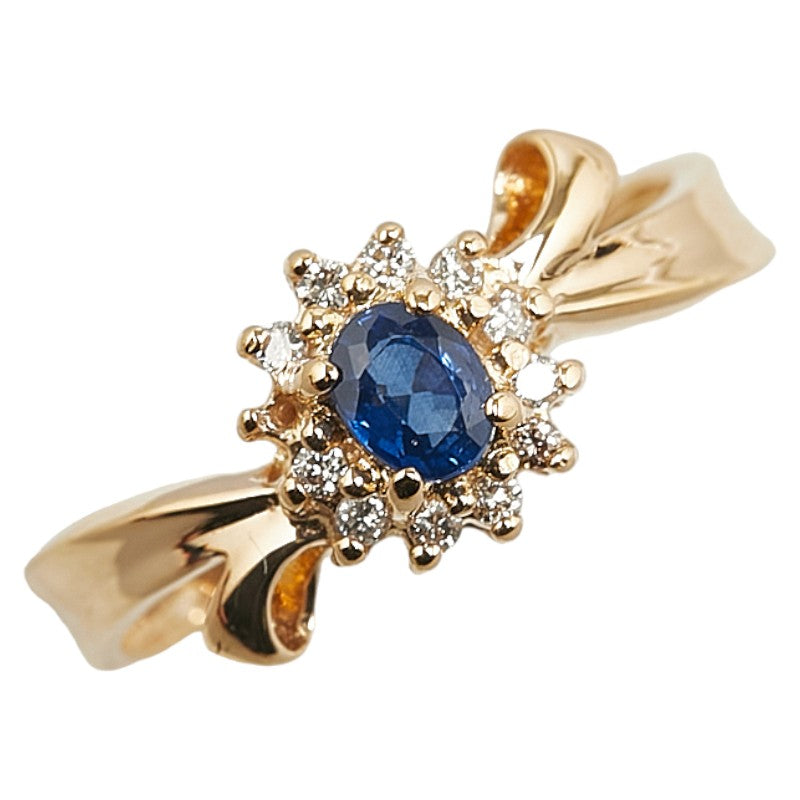 K18YG Yellow Gold Sapphire Diamond 0.08ct Ring