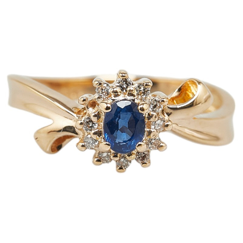 LuxUness 18K Sapphire Diamond Ring  Metal Ring in Excellent condition