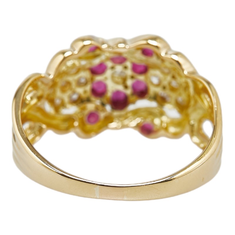 K18YG Yellow Gold Ruby Diamond Ring 12.5