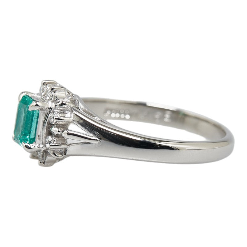 LuxUness Platinum Emerald Diamond Ring  Metal Ring in Excellent condition