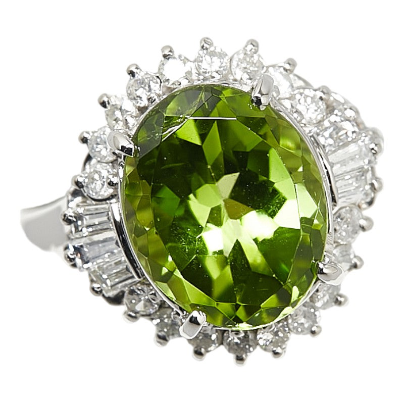 LuxUness Platinum Peridot Diamond Ring  Metal Ring in Excellent condition