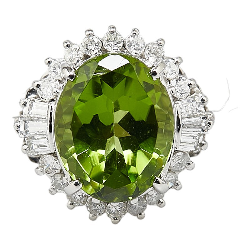 LuxUness Platinum Peridot Diamond Ring  Metal Ring in Excellent condition