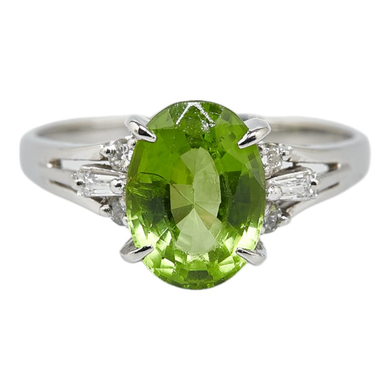 LuxUness Platinum Peridot Diamond Ring  Metal Ring in Excellent condition