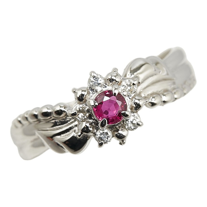 Pt900 Platinum Ruby Diamond Ring 12.5 in Excellent Condition