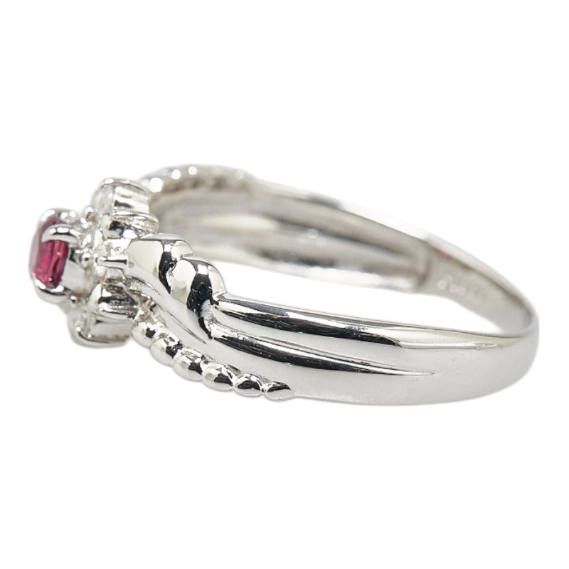 Pt900 Platinum Ruby Diamond Ring 12.5 in Excellent Condition