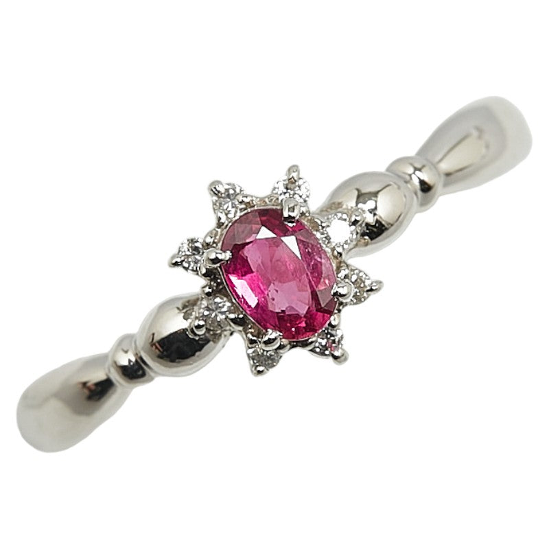 LuxUness Platinum Ruby Diamond Ring  Metal Ring in Excellent condition