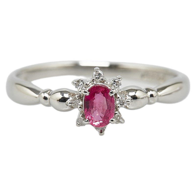 LuxUness Platinum Ruby Diamond Ring  Metal Ring in Excellent condition