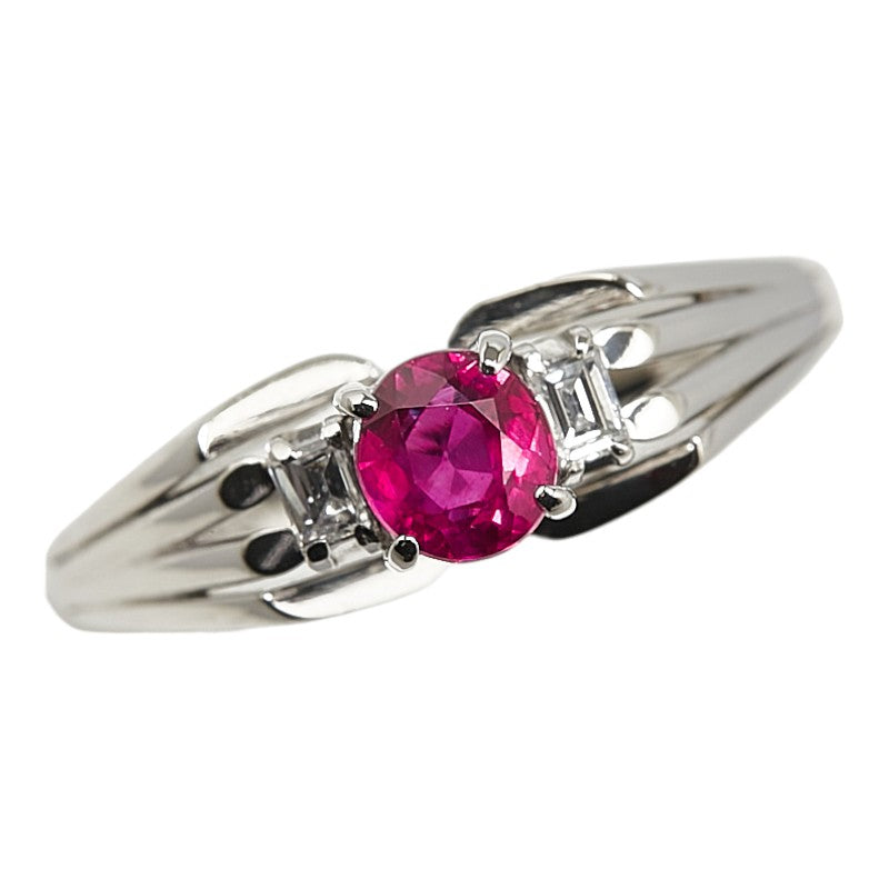 LuxUness Platinum Ruby Diamond Ring  Metal Ring in Excellent condition