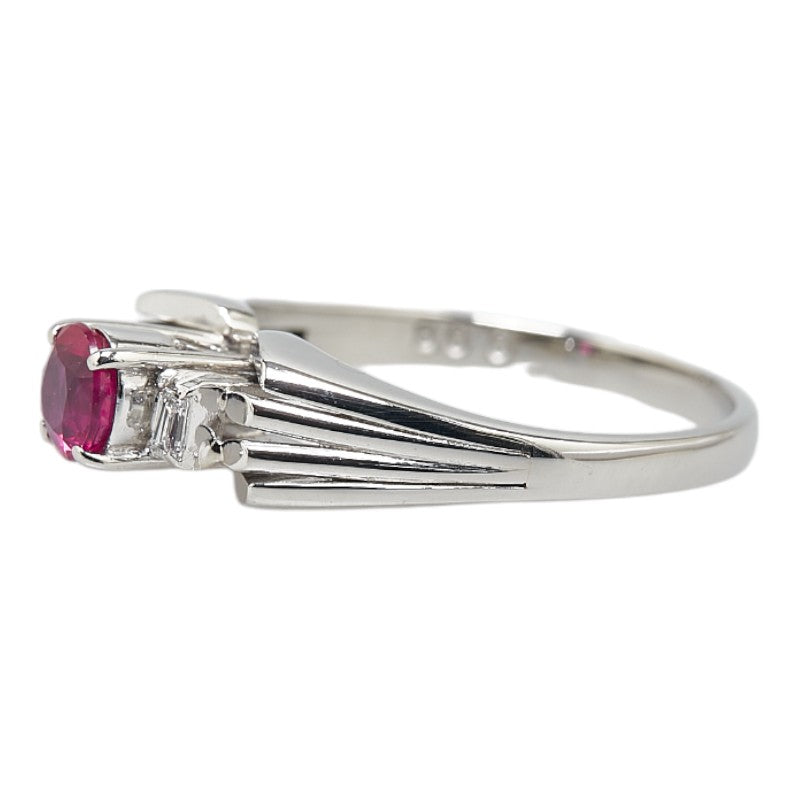 Pt900 Platinum Ruby 0.46ct Diamond 0.08ct Ring in Excellent Condition