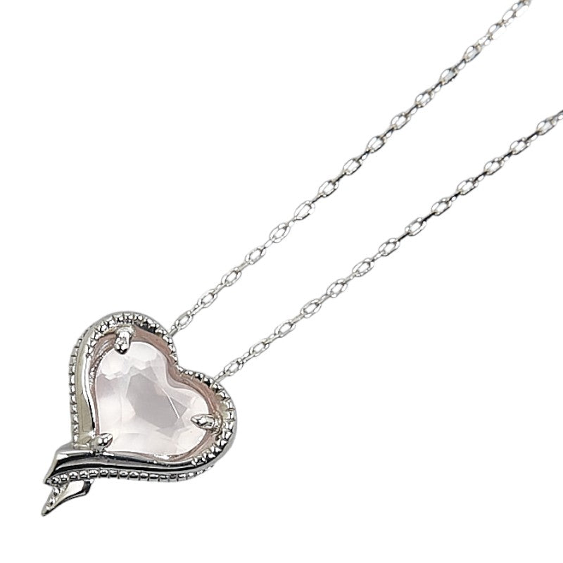 LuxUness 10K Rose Quartz Heart Necklace Metal Necklace in Excellent condition