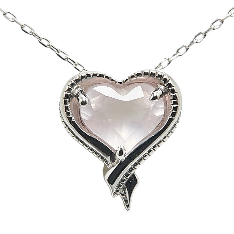 LuxUness 10K Rose Quartz Heart Necklace Metal Necklace in Excellent condition