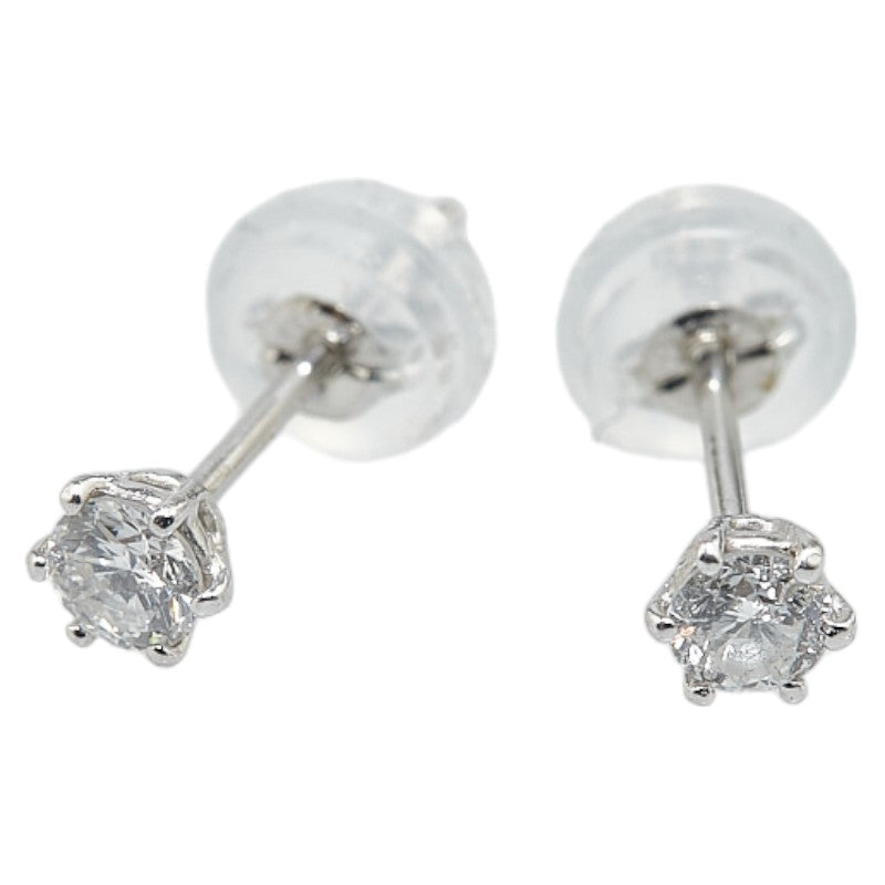 LuxUness Platinum Diamond Stud Earrings Metal Earrings in Excellent condition