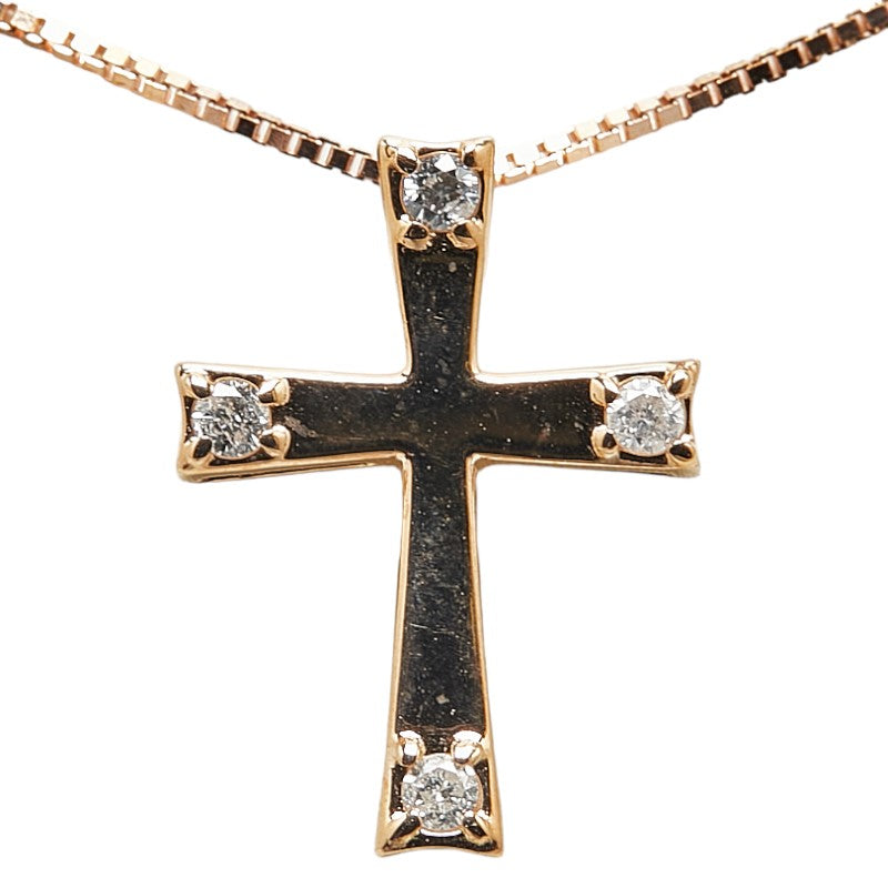 LuxUness 14K Diamond Cross Necklace  Metal Necklace in Excellent condition