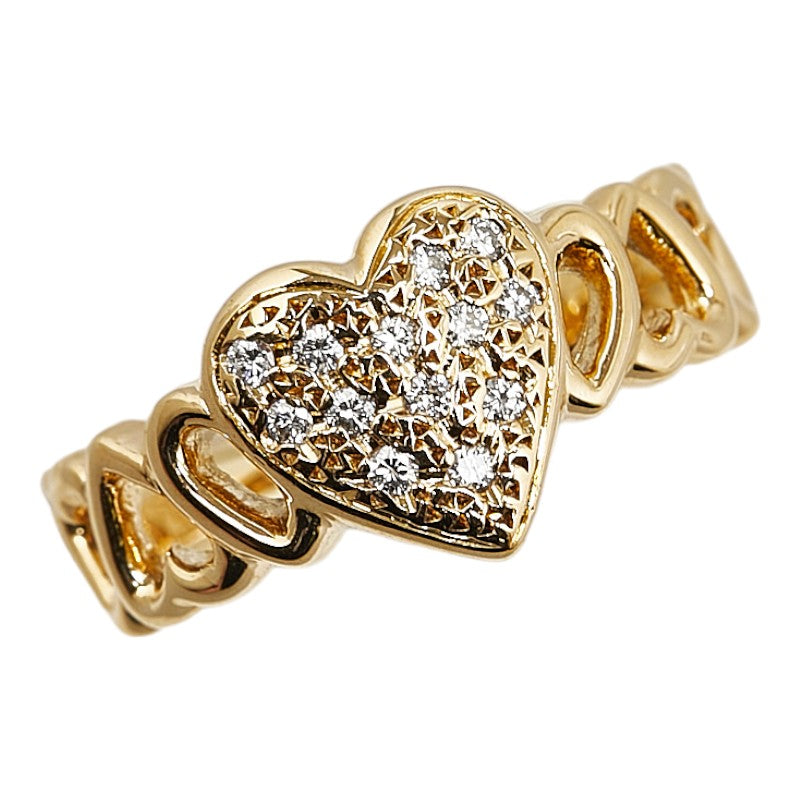 K18YG Yellow Gold Diamond Heart Motif Ring Size 11 in Excellent Condition