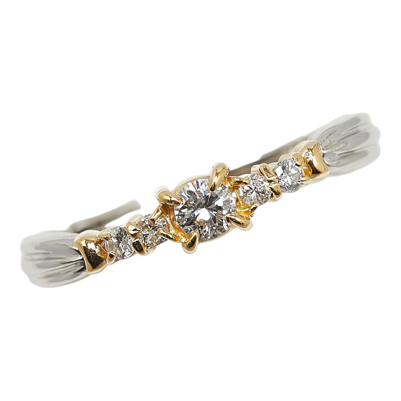 Pt900 Platinum K18YG Yellow Gold Diamond Ring 0.2ct in Great Condition