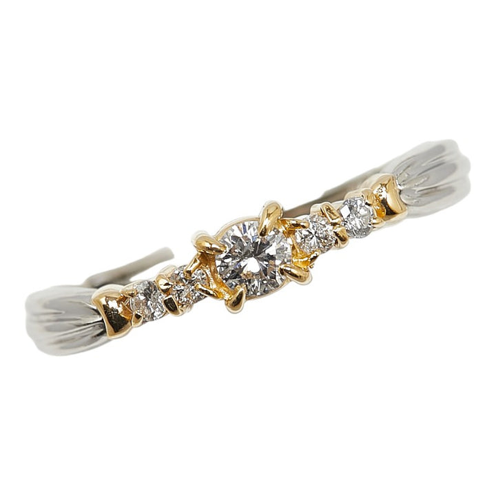 Pt900 Platinum K18YG Yellow Gold Diamond Ring 0.2ct in Great Condition