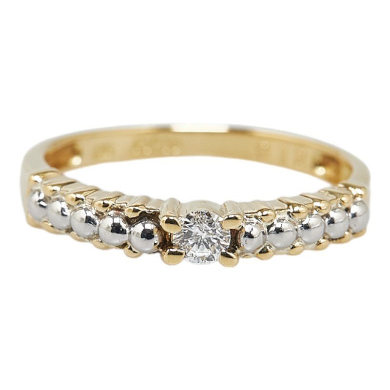 Pt900 Platinum K18YG Gold Diamond Ring