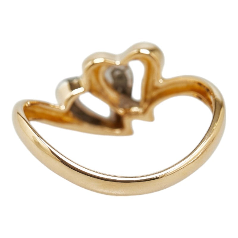 Pt900 Platinum K20YG Yellow Gold Diamond Heart Motif Ring in Excellent Condition