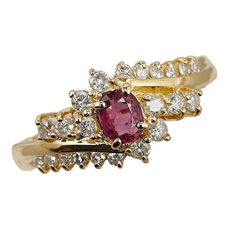 K18YG Yellow Gold Ruby 0.36ct Diamond 0.4ct Ring in Excellent Condition