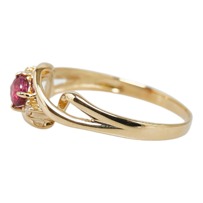 K18YG Yellow Gold Ruby Diamond Ring in Excellent Condition