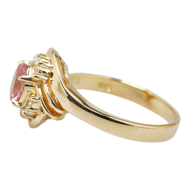 K18YG Yellow Gold Pink Tourmaline 0.52ct Diamond 0.138ct Ring in Excellent Condition