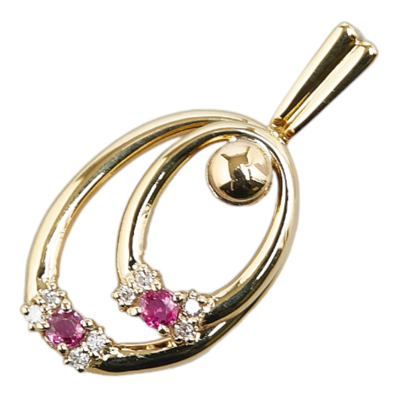 K18YG Yellow Gold Ruby Diamond Pendant Top