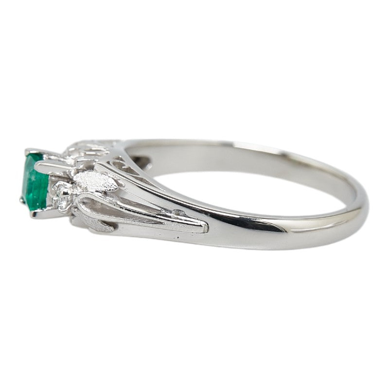 Pt850 Platinum Emerald Diamond Ring