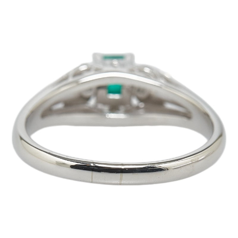 Pt850 Platinum Emerald Diamond Ring