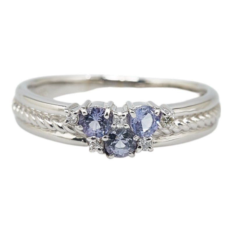 Pt900 Platinum Tanzanite Diamond Ring Size 13.5 in Great Condition