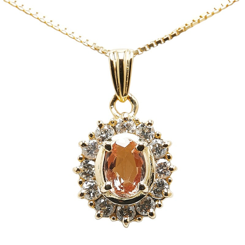 [LuxUness] 18K Citrine Crystal Necklace  Metal Necklace in Excellent condition
