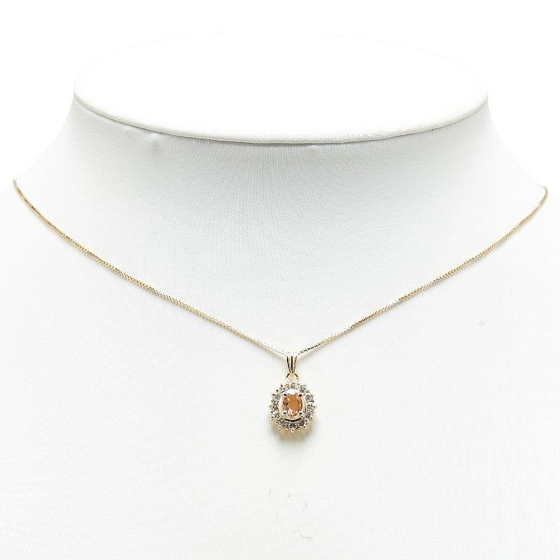 [LuxUness] 18K Citrine Crystal Necklace  Metal Necklace in Excellent condition