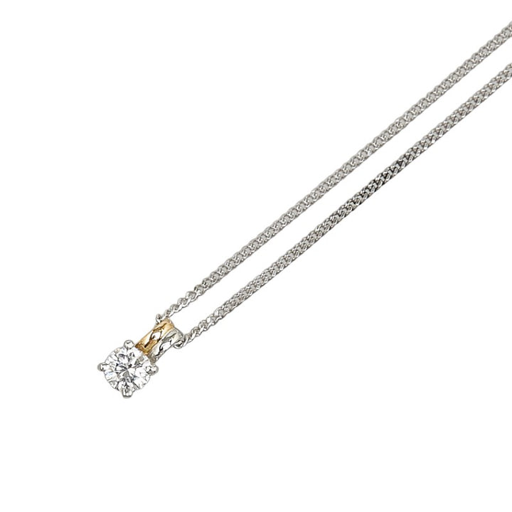 Pt900 Platinum K18 Gold Diamond 0.22ct Necklace in Excellent Condition