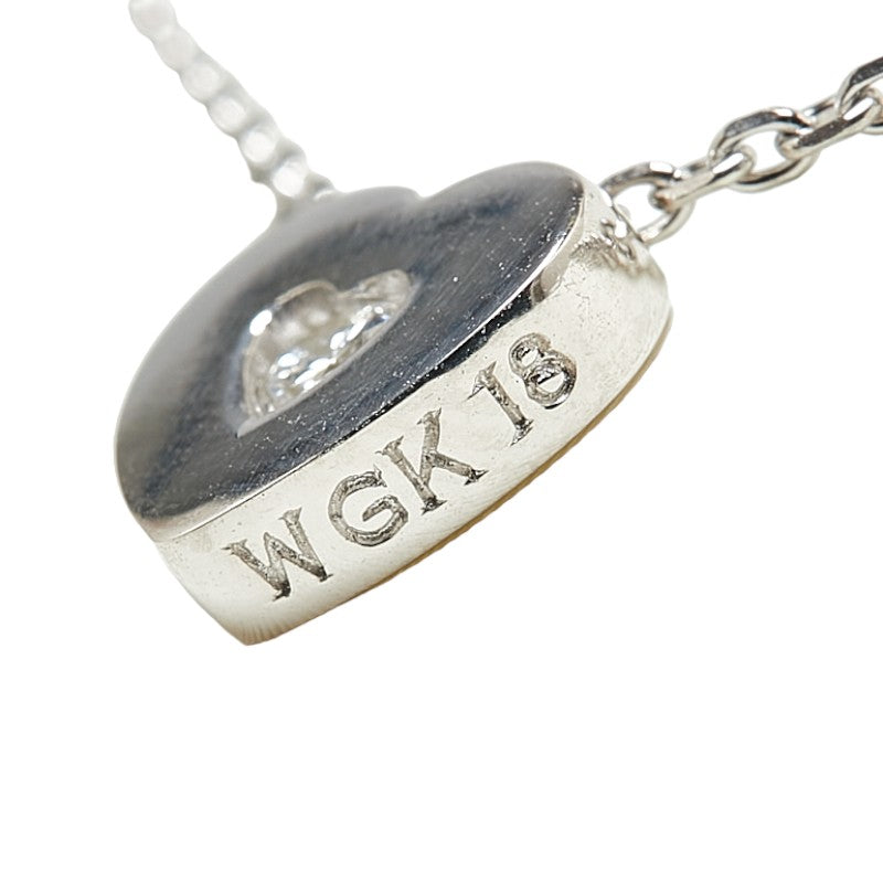 K18WG White Gold Diamond Heart Necklace