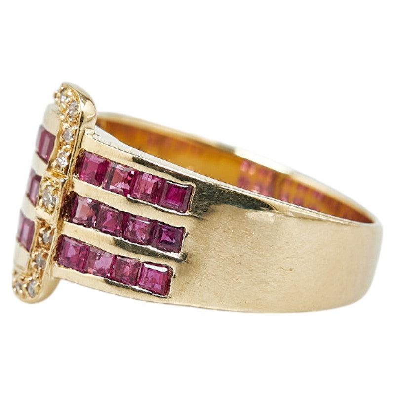 K18YG Yellow Gold Ruby 1.60ct Diamond 0.06ct Ring