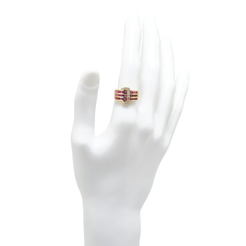 K18YG Yellow Gold Ruby 1.60ct Diamond 0.06ct Ring