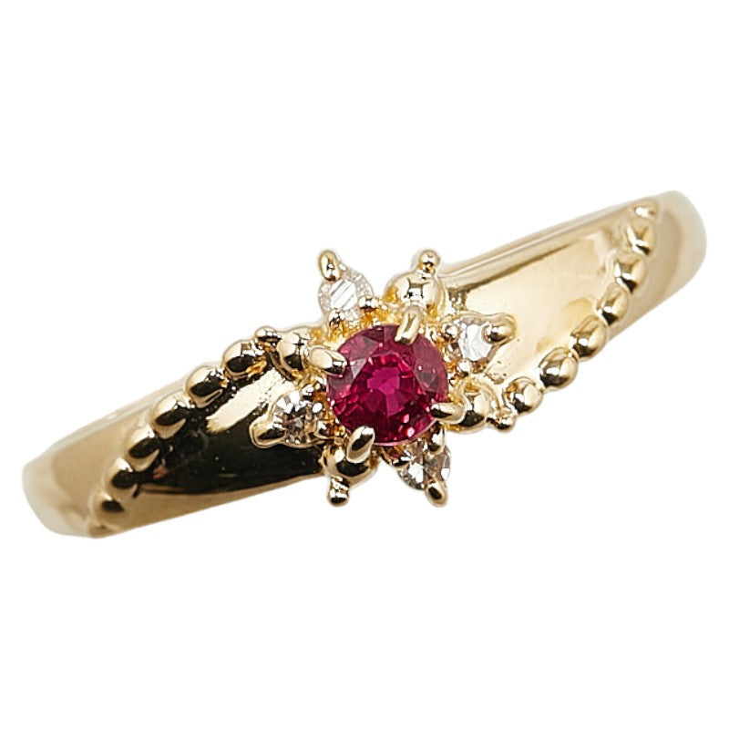 [LuxUness] 18K Flower Ruby Ring  Metal Ring in Excellent condition