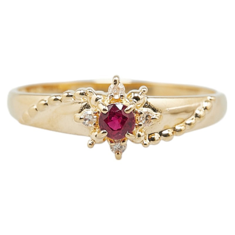 [LuxUness] 18K Flower Ruby Ring  Metal Ring in Excellent condition