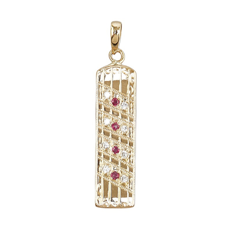 K18YG Yellow Gold Ruby 0.13ct Diamond 0.27ct Pendant