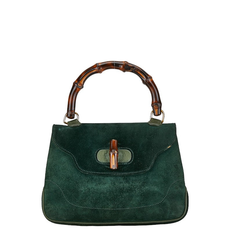 Gucci Suede Bamboo Handbag  Leather Handbag in Good condition