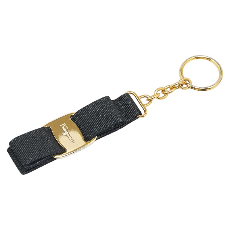 Salvatore Ferragamo Vara Ribbon Canvas Keyring Keychain in Very Good Condition