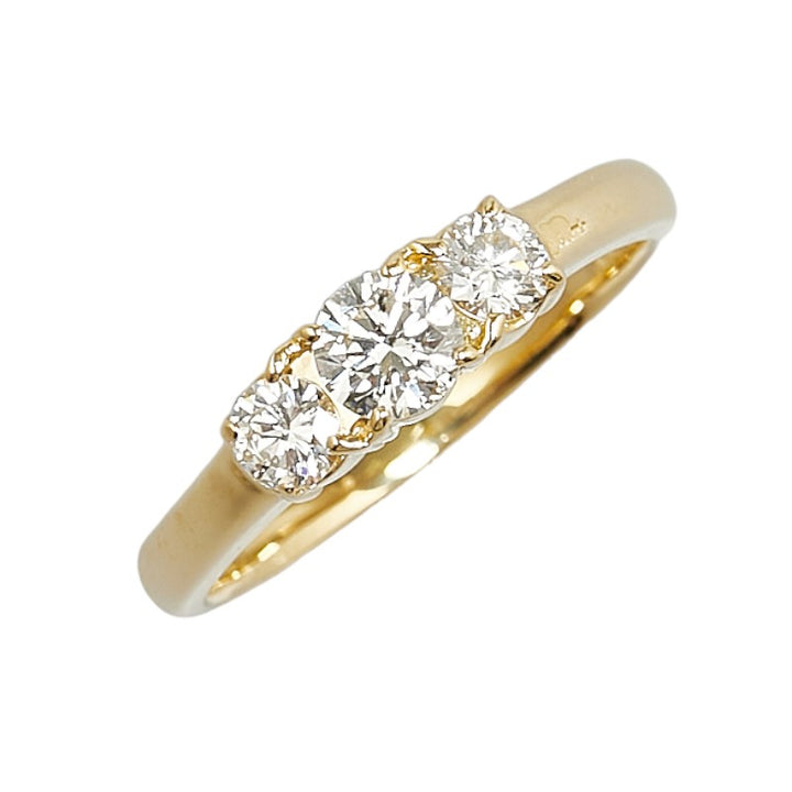 K18YG Yellow Gold Diamond Ring 0.40ct 0.38ct Size 17