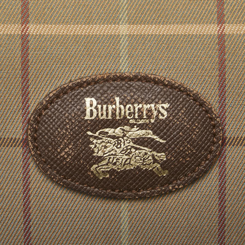 Burberry Check Shadow Horse Canvas Leather Pouch in Very Good Condition