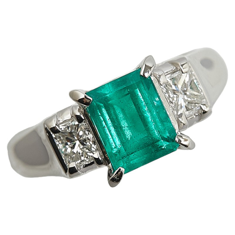 Pt900 Platinum Emerald 1.39ct Diamond 0.46ct Ring in Excellent Condition