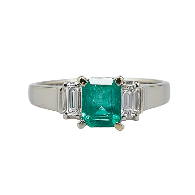 Pt900 Platinum Emerald 0.83ct Diamond 0.36ct Ring